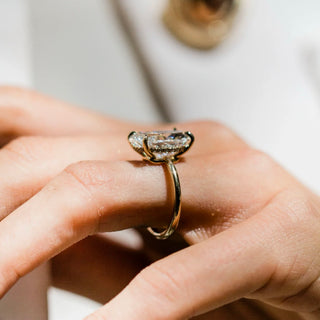 4.0-6.0 CT Cushion Shaped Lab Grown Diamond Hidden Halo Engagement Ring