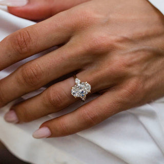 2.0 -4.0 CT Oval Shaped Lab Grown Diamond Three Stone Engagement Ring