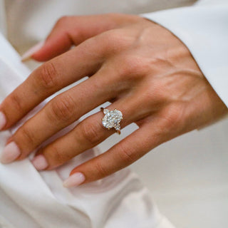 2.0 -4.0 CT Oval Shaped Lab Grown Diamond Three Stone Engagement Ring