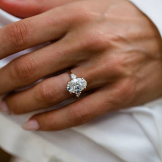 2.0 -4.0 CT Oval Shaped Lab Grown Diamond Three Stone Engagement Ring