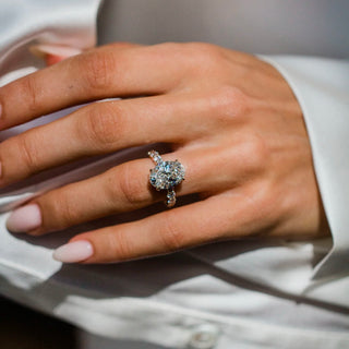 2.50-4.50 CT Oval Shaped Lab Grown Diamond Pave Engagement Ring