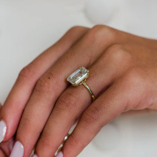 4.0-6.50 CT Emerald Shaped Lab Grown Diamond Solitaire Engagement Ring