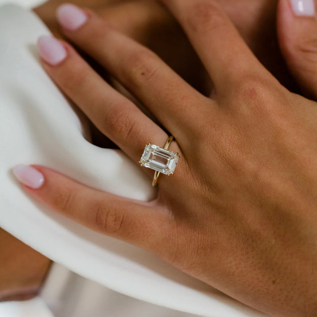 4.0-6.50 CT Emerald Lab Grown Diamond Solitaire Engagement Ring