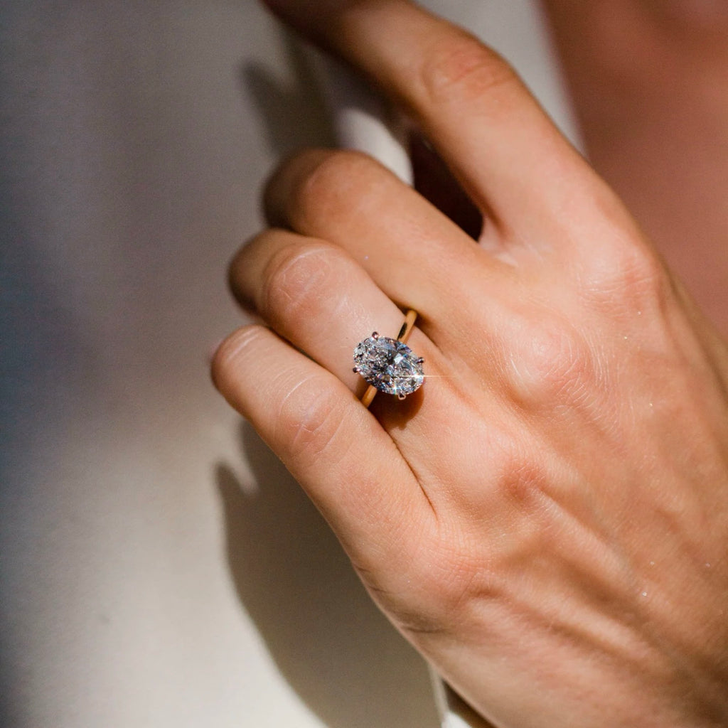 1.0-3.05 CT Oval Lab Grown Diamond Hidden Halo Engagement Ring