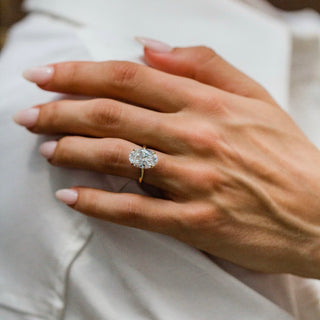 2.0-4.0 CT Oval Shaped Lab Grown Diamond Hidden Halo Engagement Ring