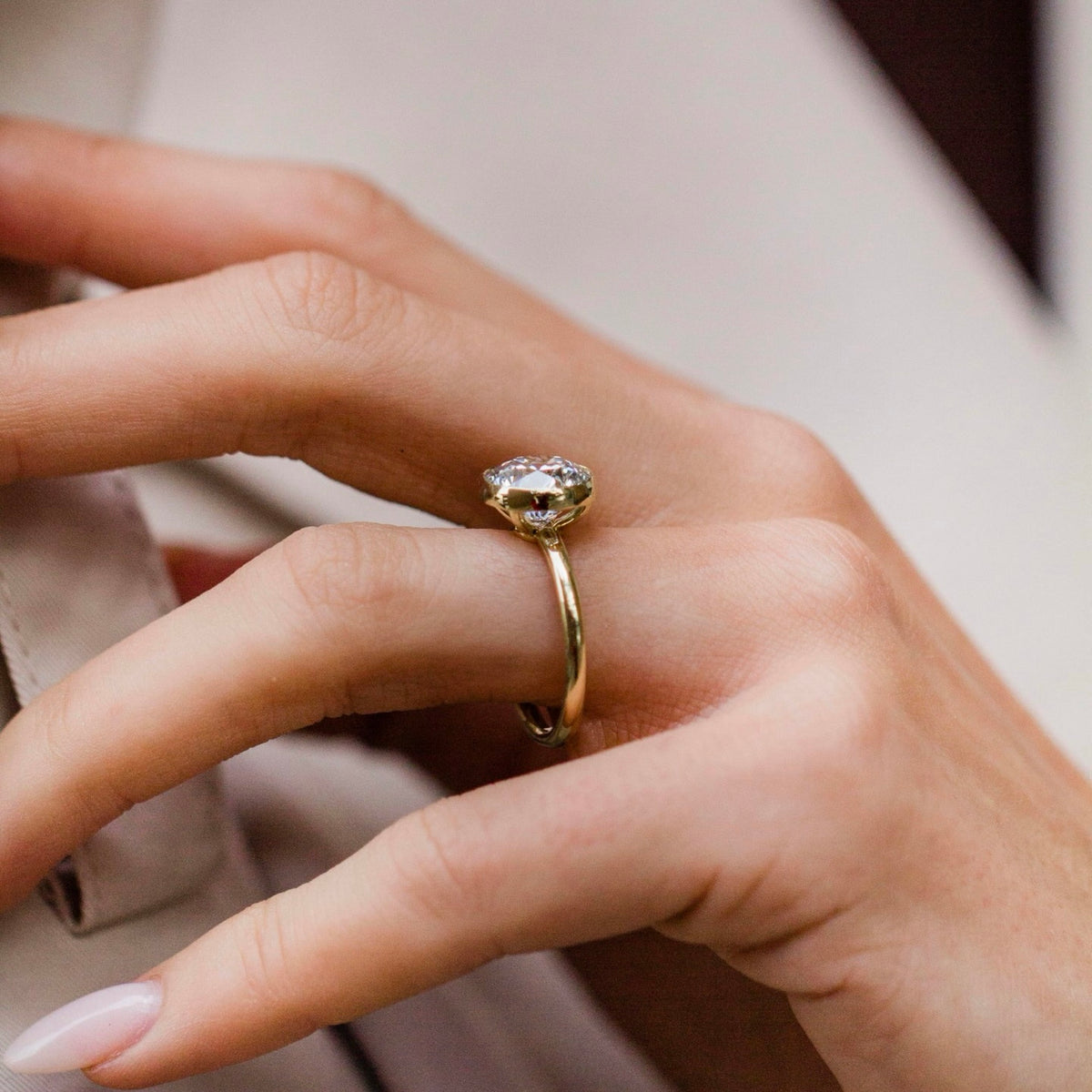 1.50-3.50 CT Round Shaped Lab Grown Diamond Bezel Solitaire Engagement Ring