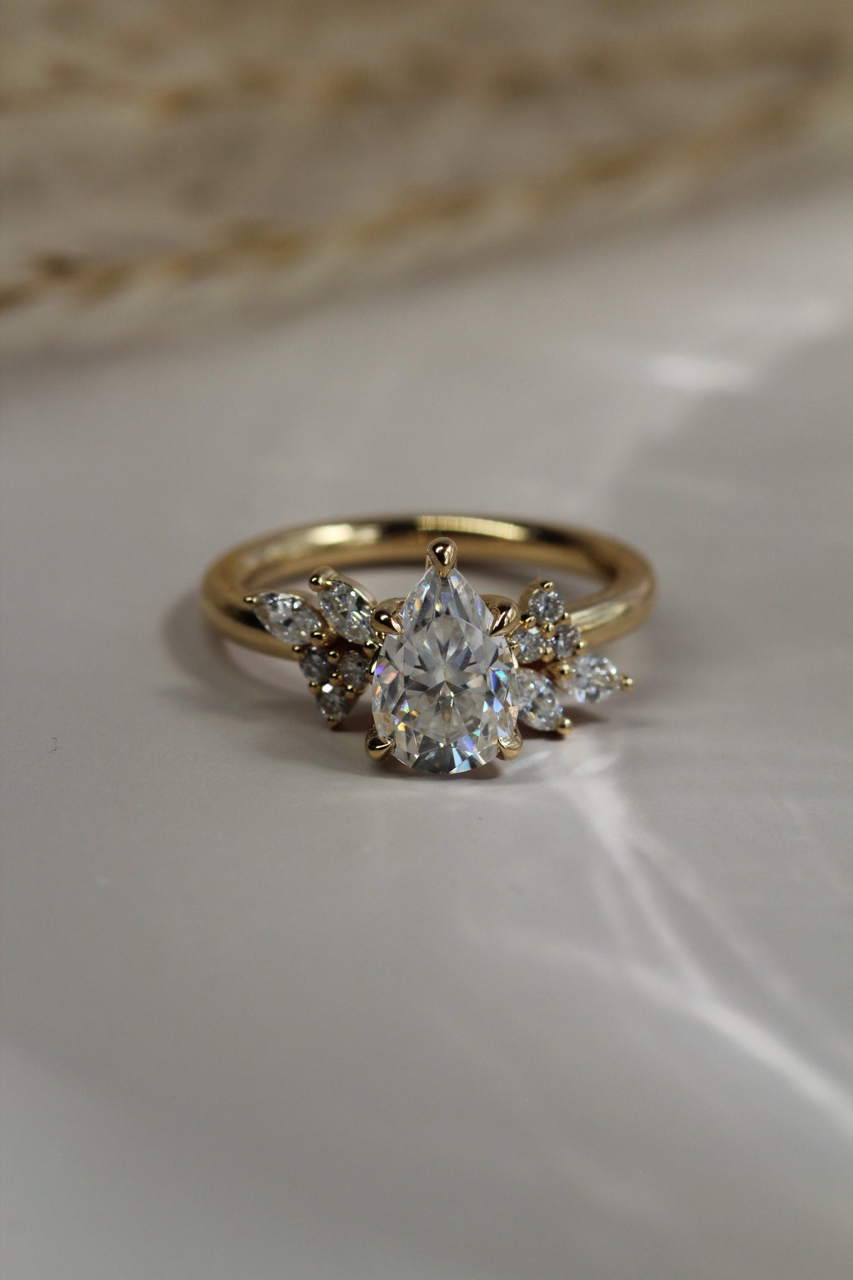 1.0-3.0 CT Pear Lab Grown Diamond Cluster Engagement Ring