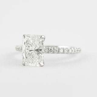 1.8 CT Radiant Solitaire & Pave Moissanite Engagement Ring - violetjewels