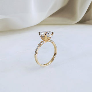 2.50 CT Round Cut Pave Moissanite Engagement Ring