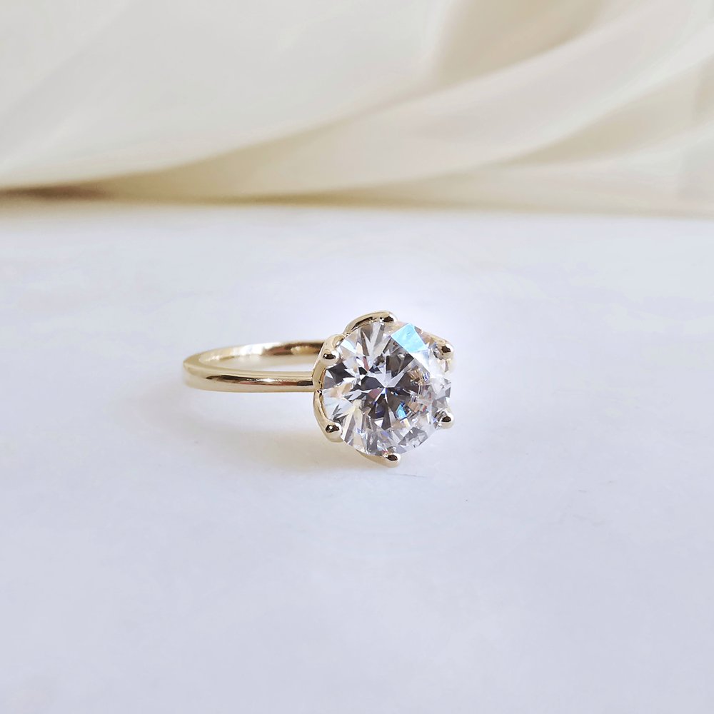 2.0 CT Round Cut Solitaire Moissanite Engagement Ring