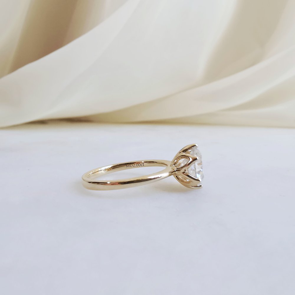 2.0 CT Round Cut Solitaire Moissanite Engagement Ring