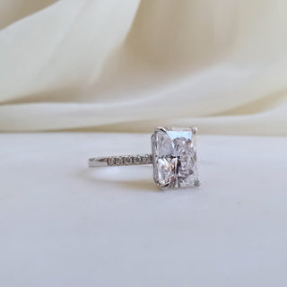 4.0 CT Radiant Cut Pave Style Moissanite Engagement Ring