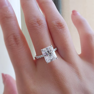 4.0 CT Radiant Cut Pave Style Moissanite Engagement Ring