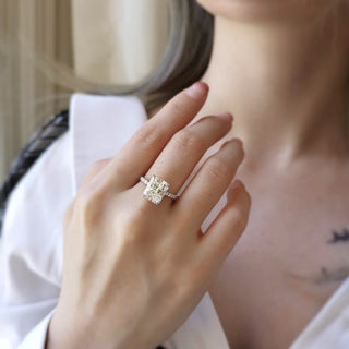 4.0 CT Radiant Cut Pave Style Moissanite Engagement Ring