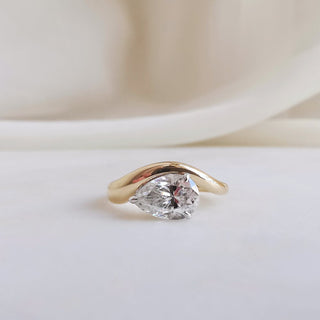 1.50 CT Pear Cut Unique Solitaire Style Moissanite Engagement Ring