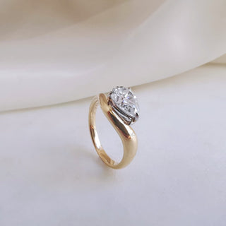 1.50 CT Pear Cut Unique Solitaire Style Moissanite Engagement Ring