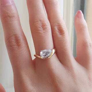 1.50 CT Pear Cut Unique Solitaire Style Moissanite Engagement Ring