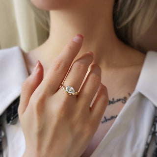 1.50 CT Pear Cut Unique Solitaire Style Moissanite Engagement Ring
