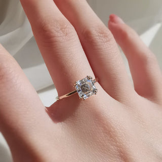 1.50 CT Asscher Cut Solitaire Moissanite Engagement Ring