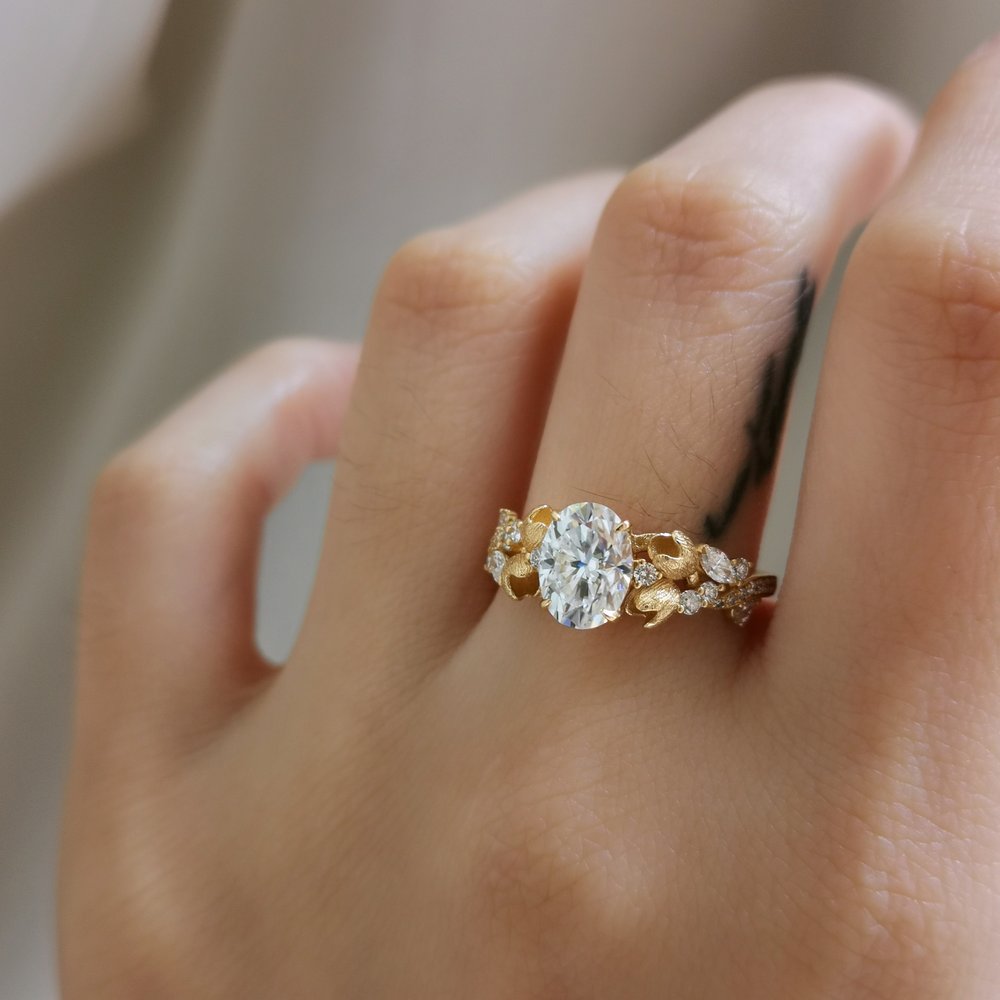 1.50 CT Oval Cut Vintage Style Moissanite Engagement Ring