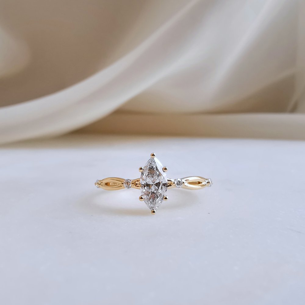 0.50 CT Marquise Cut Dainty Moissanite Engagement Ring