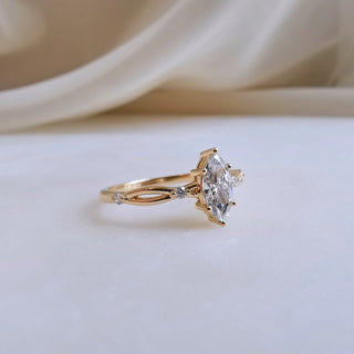 0.50 CT Marquise Cut Dainty Moissanite Engagement Ring
