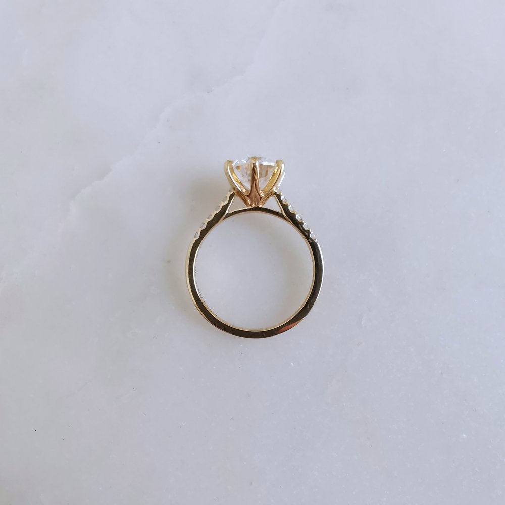 2.0 CT Round Cut Pave Moissanite Engagement Ring