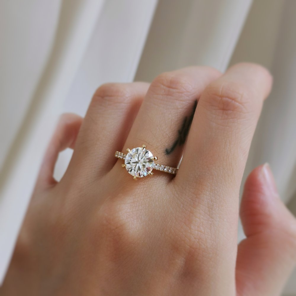2.0 CT Round Cut Pave Moissanite Engagement Ring