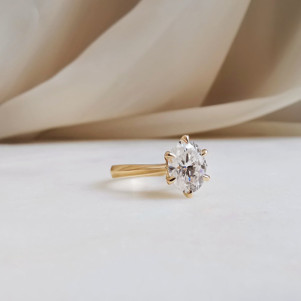 2.0 CT Oval Cut Pave Moissanite Engagement Ring
