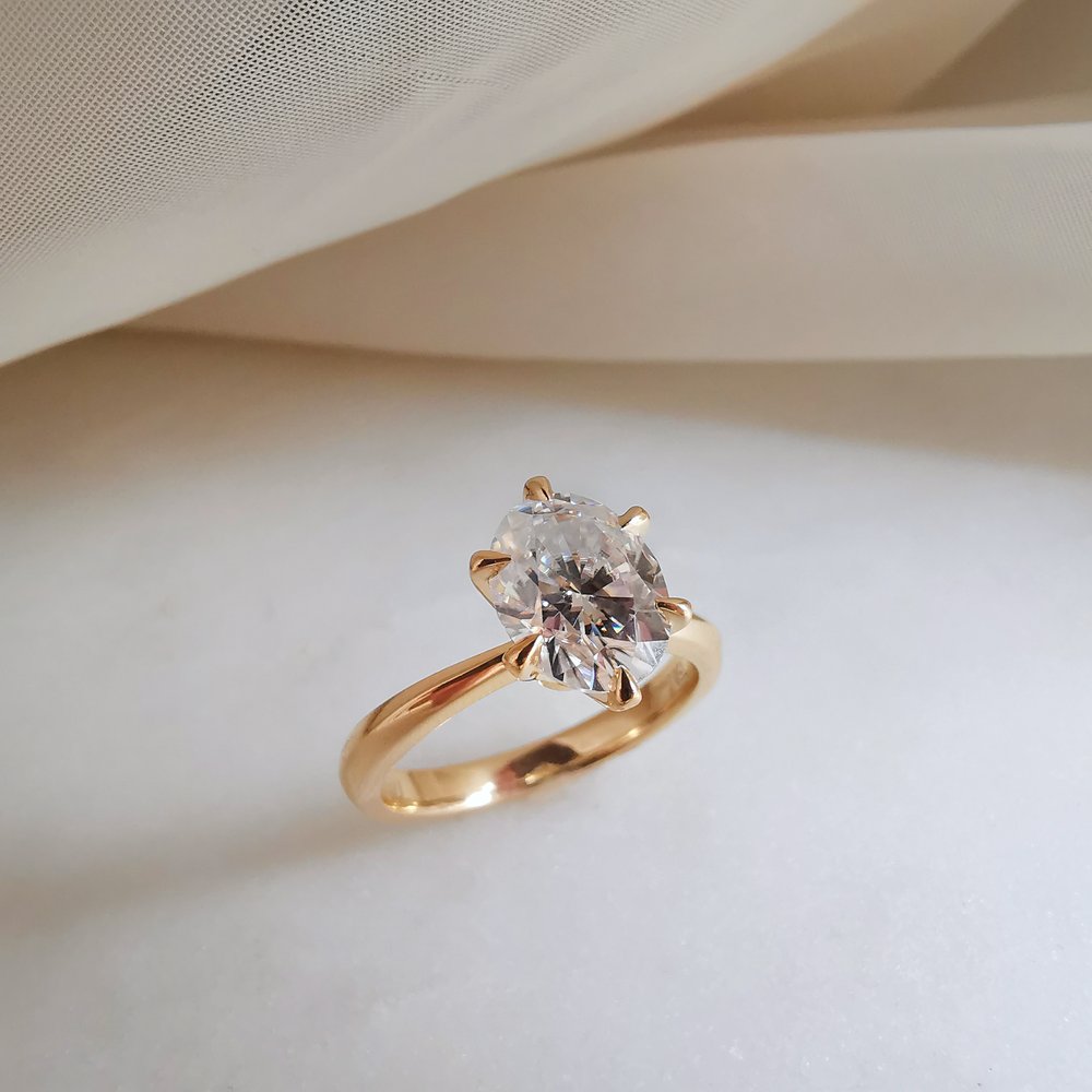 2.0 CT Oval Cut Pave Moissanite Engagement Ring