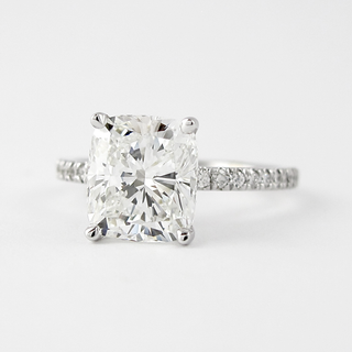 1.5 CT Cushion Solitaire & Pave Moissanite Engagement Ring - violetjewels