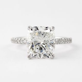 1.5 CT Cushion Solitaire & Pave Moissanite Engagement Ring - violetjewels