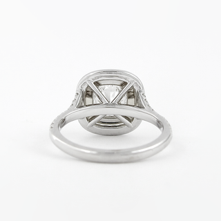0.95 CT Cushion Double Halo & Split Shank Moissanite Engagement Ring - violetjewels