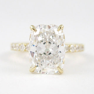 3.8 CT Elongated Cushion Solitaire Pave Moissanite Engagement Ring - violetjewels