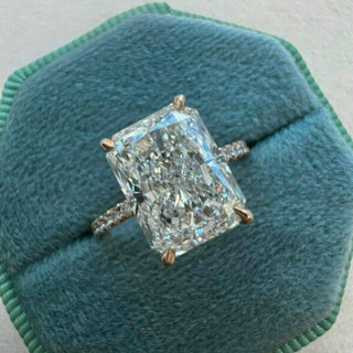 2.43 CT Radiant Hidden Halo & Pave Moissanite Engagement Ring - violetjewels
