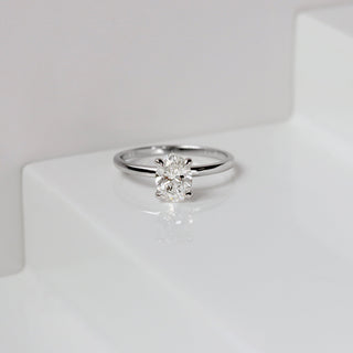 1.05-3.0 CT Oval CVD Diamond Solitaire Engagement Ring