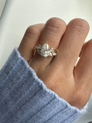 2.0 CT Pear F-VS1 Diamond Cluster Engagement Ring