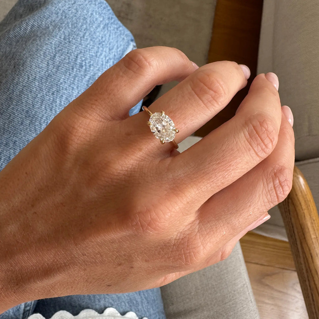 1.0 -3.0 CT East-West Oval Lab Grown Diamond Engagement Ring