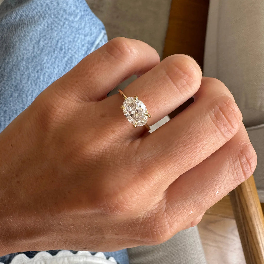 1.0 -3.0 CT East-West Oval Lab Grown Diamond Engagement Ring