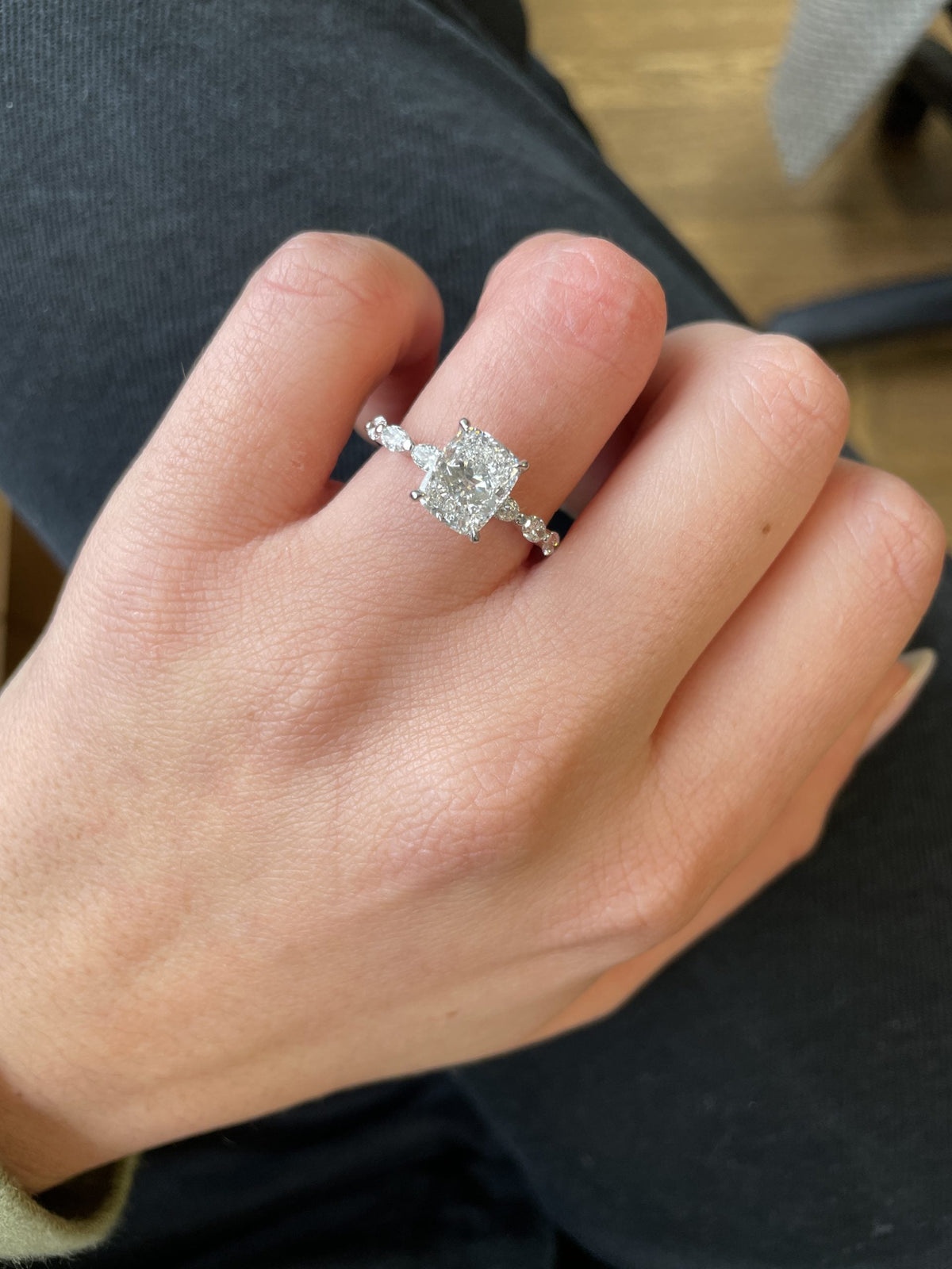 Cushion Diamond Pave Engagement Ring with elegant sparkle and refined craftsmanship