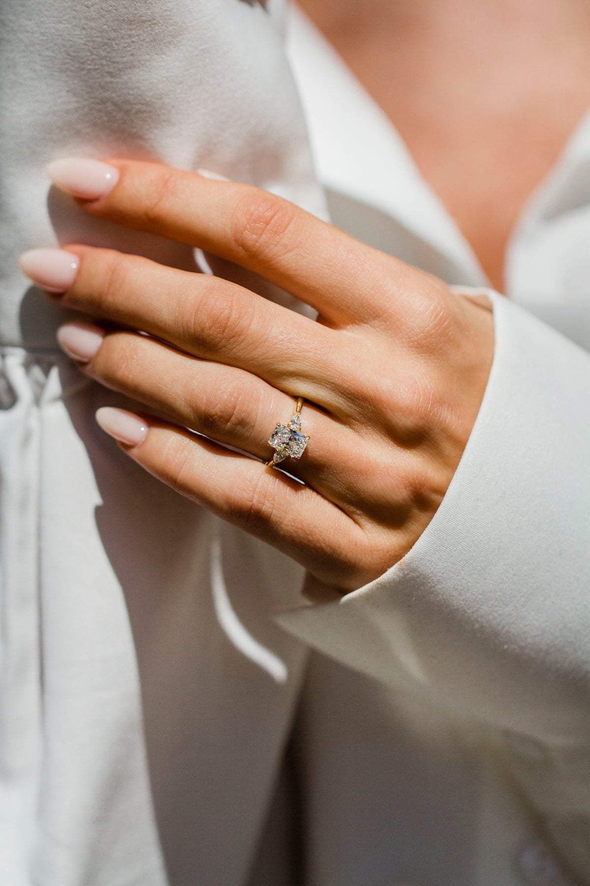 1.25-3.0 CT Radiant Lab Grown Diamond Three Stone Engagement Ring