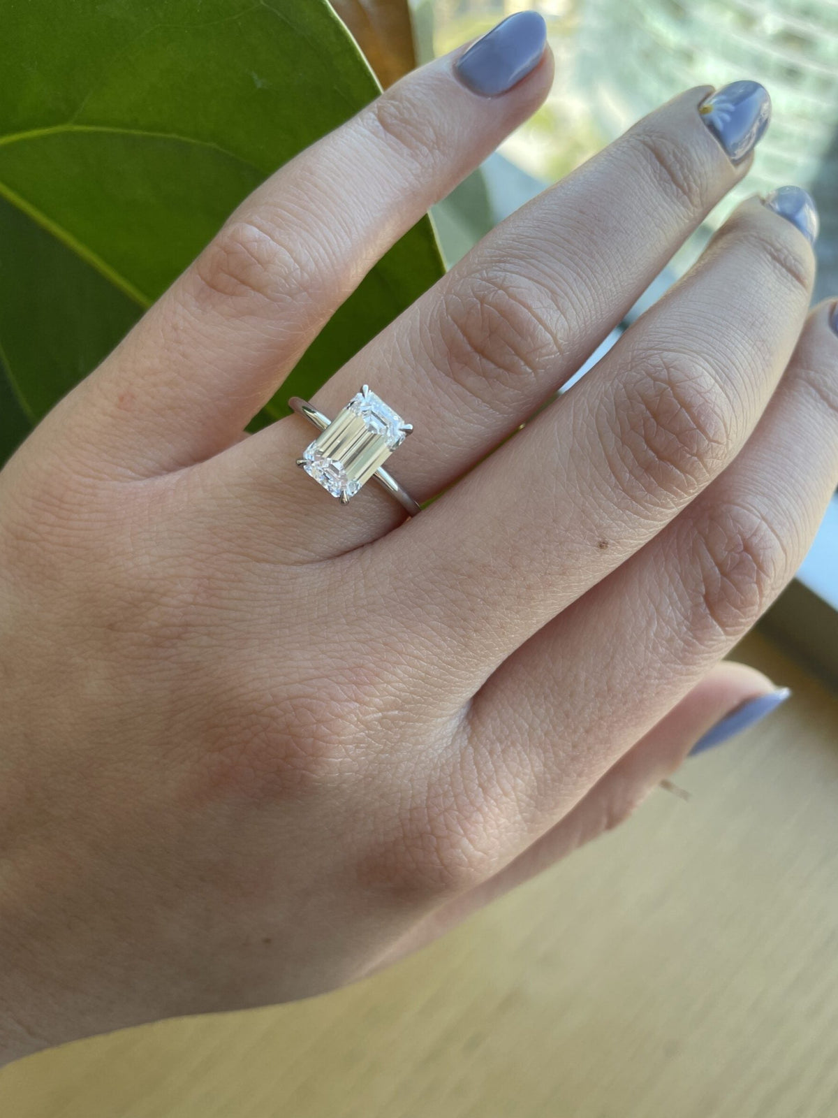 2.6ct Emerald D- VVS2 Diamond Solitaire Engagement Ring - violetjewels