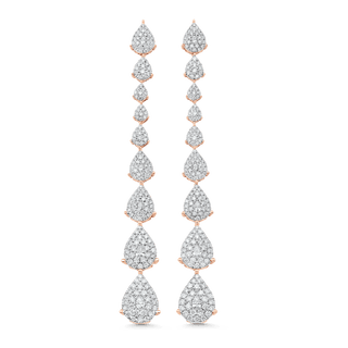 2.18 TCW Pear & Round Moissanite Diamond Long Drop Earrings - violetjewels