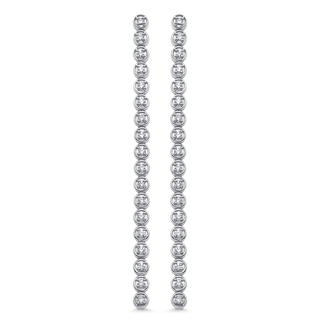 1.15 TCW Round Moissanite Diamond Bezel Long Drop Earrings - violetjewels