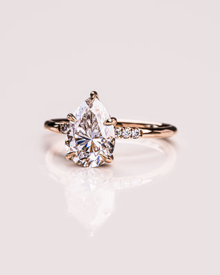 1.93 CT Pear Cut Solitaire Moissanite Engagement Ring With Hidden Halo Setting - violetjewels