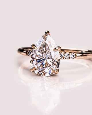 1.93 CT Pear Cut Solitaire Moissanite Engagement Ring With Hidden Halo Setting - violetjewels