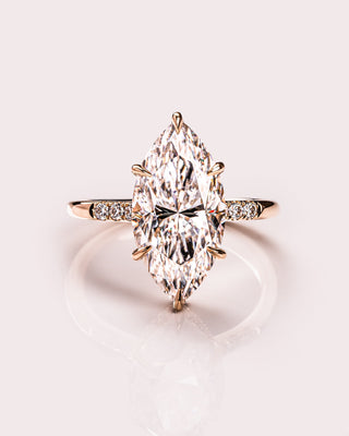 2.48 CT Marquise Cut Solitaire Moissanite Engagement Ring With Hidden Halo Setting - violetjewels