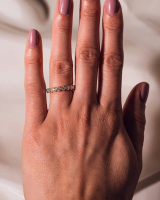 0.7 CT Round Shaped Milgrain Moissanite Wedding Band - violetjewels