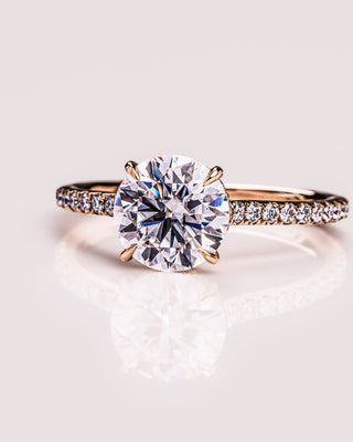 2.26 CT Round Cut Solitaire Moissanite Engagement Ring With Hidden Halo Setting - violetjewels