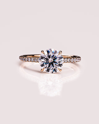 2.26 CT Round Cut Solitaire Moissanite Engagement Ring With Hidden Halo Setting - violetjewels